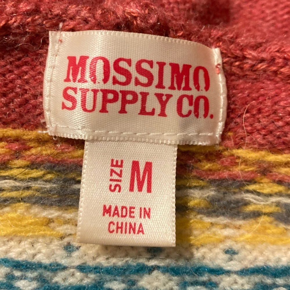 Vintage Mossimo Supply Co. red fairisle lambswool hooded mini dress. Size M - Picture 7 of 7